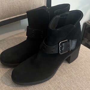 Clark’s Black Suede Ankle Boots with Buckle (NWOT)
